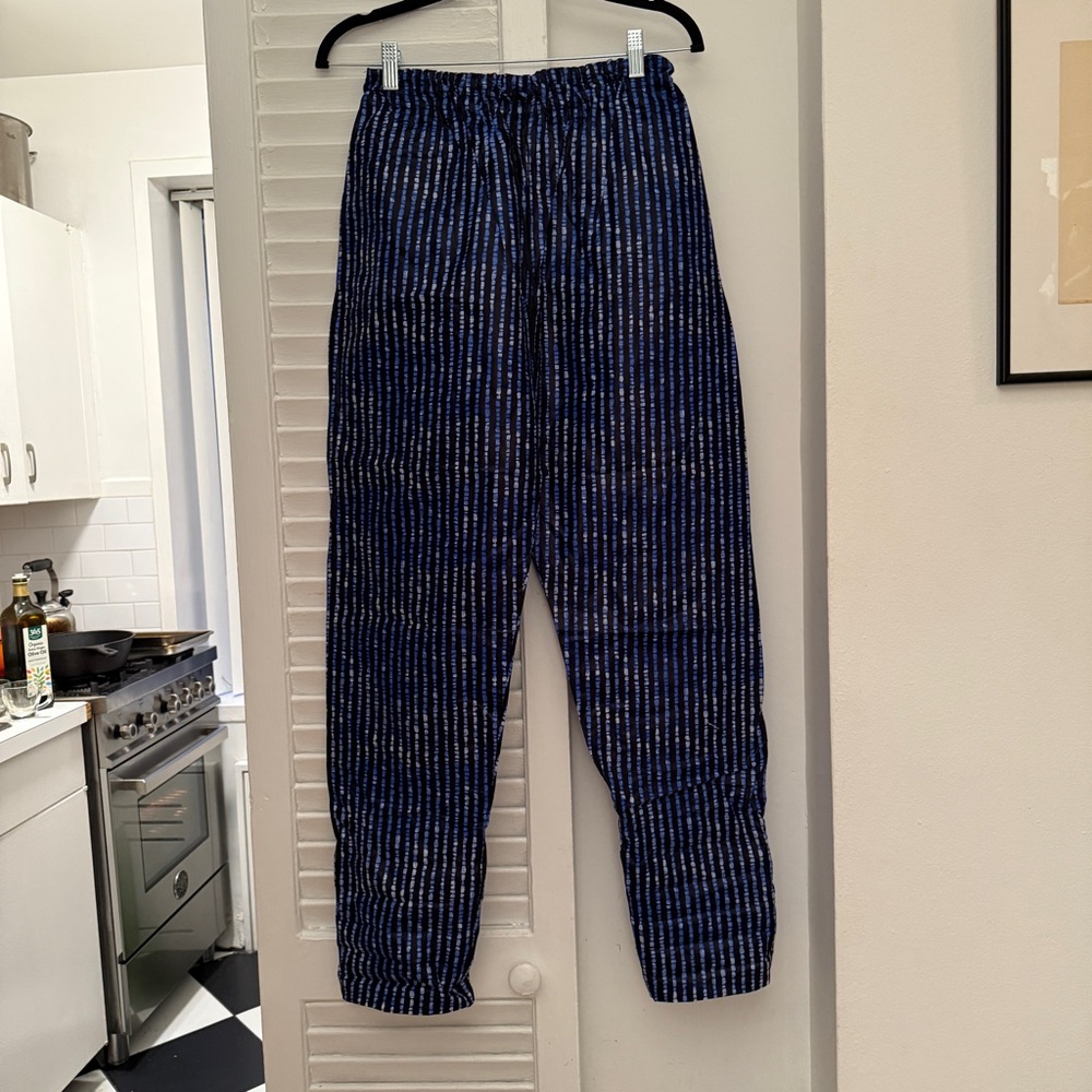 African Indigo Blue Striped Pants